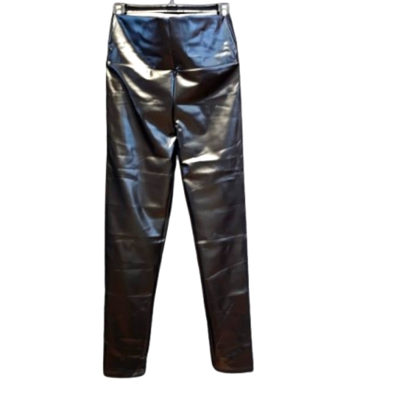 Black High-Waisted Leather-Like Leggings XL - Picture 1 of 4